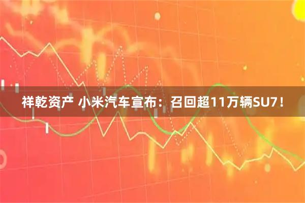 祥乾资产 小米汽车宣布：召回超11万辆SU7！